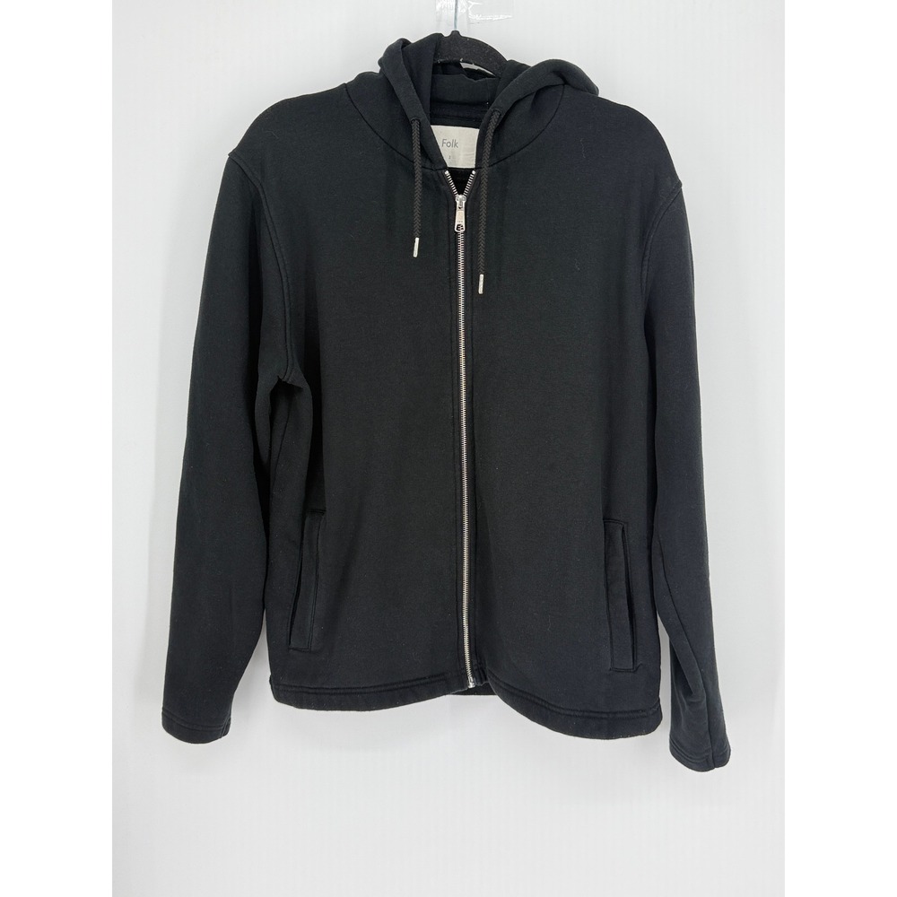 Folk Mens Full Zip Hooded Pockets Sweatshirt Size M Minimalist Indie Streetwear